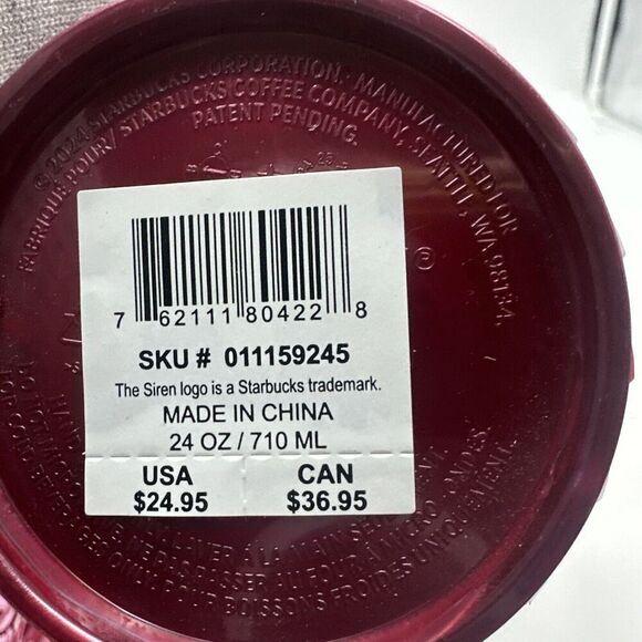 NEW Starbucks Lot Of 2 2024 Magenta, Red Swirl Stripe Venti Tumbler 24oz New - Picture 4 of 5